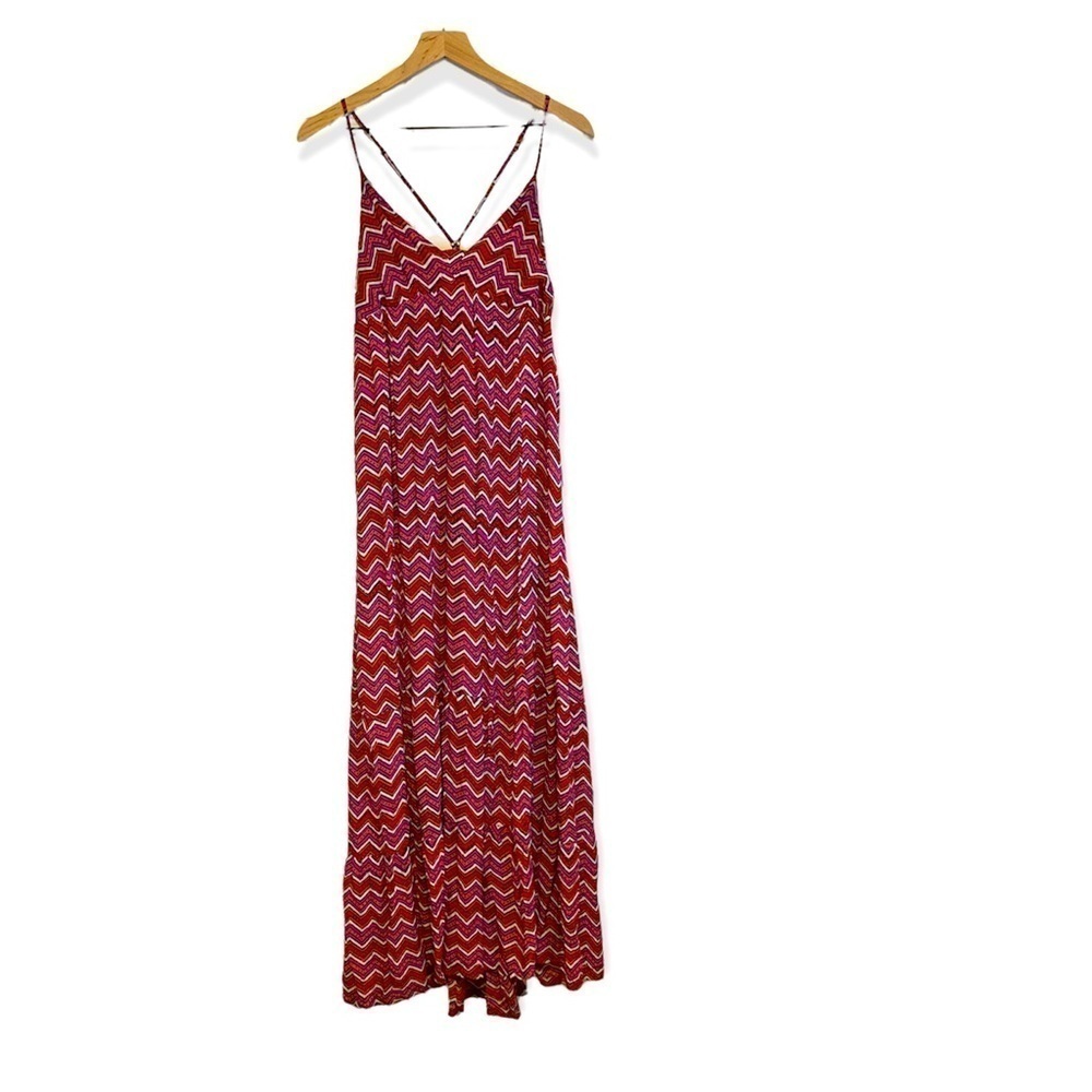 Aerie Maxi Retro crisscross red spaghetti dress size Medium